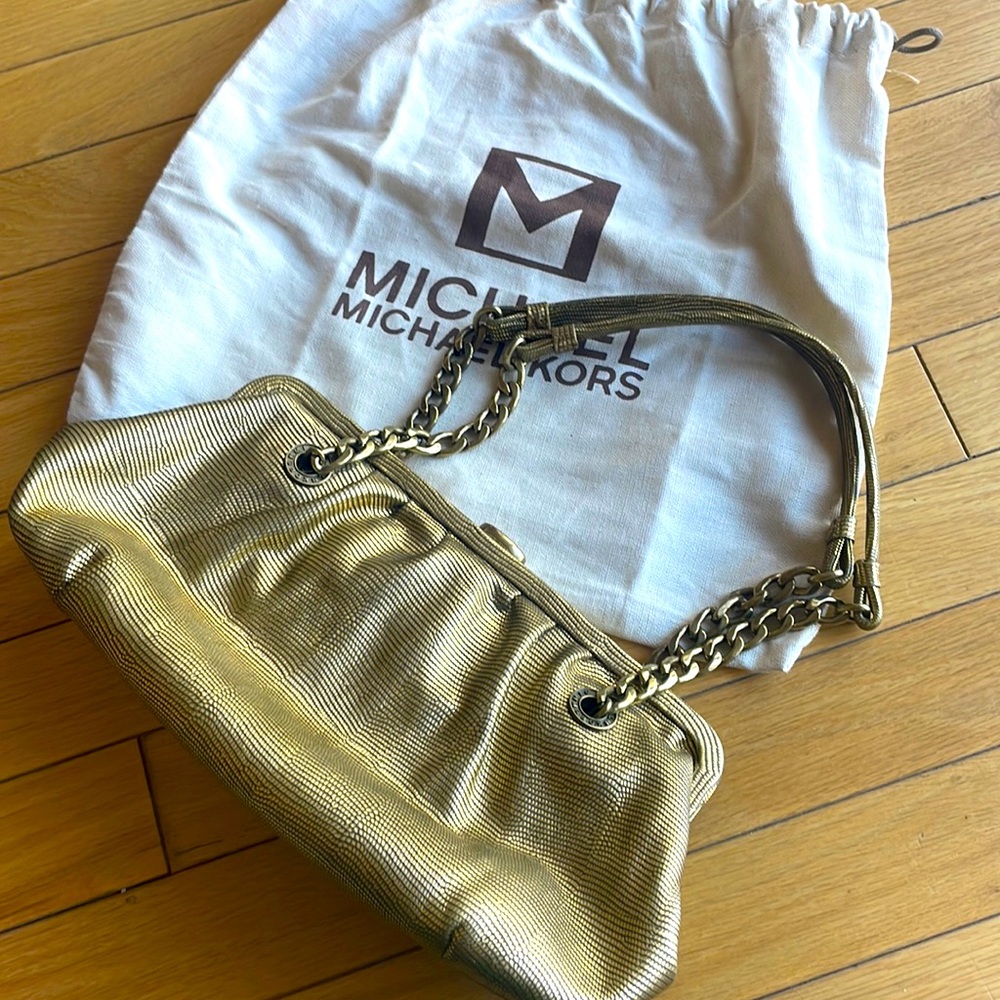 GOLD Embossed Michael Kors Purse for your next night out!